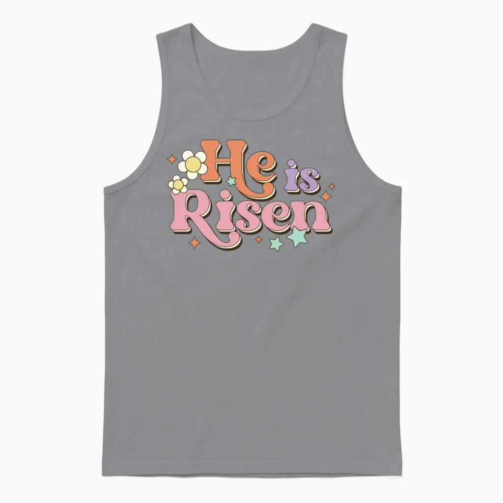 Retro Easter He Is Risen Unisex Tank Top - Sport Grey