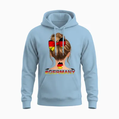 Deutsches Mädchen - Deutschland Flagge Messy Bun Unisex Hoodie - Light Blue