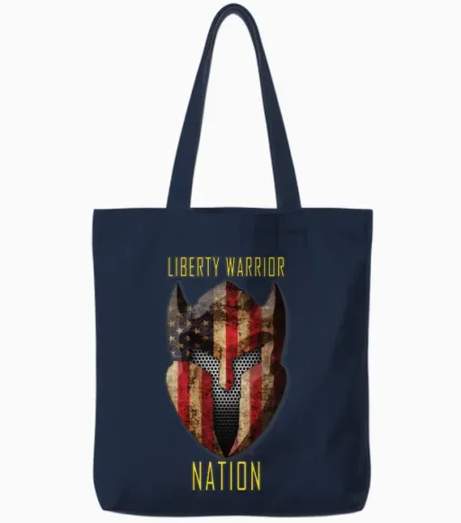 Liberty Warrior Nation Shield Tote Bags in Navy
