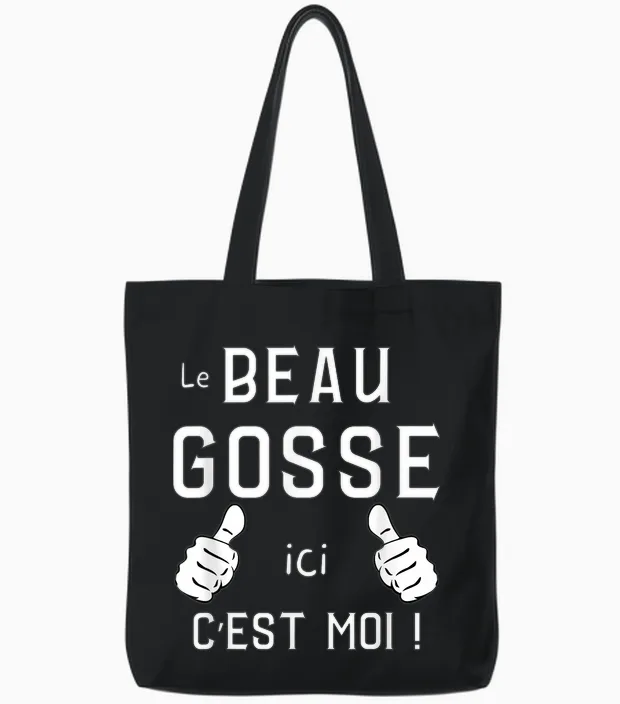 Le Beau Gosse Ici C'est Me! Phrase Humour Unique Original T-Shirt, Black, S Tote Bags in Black