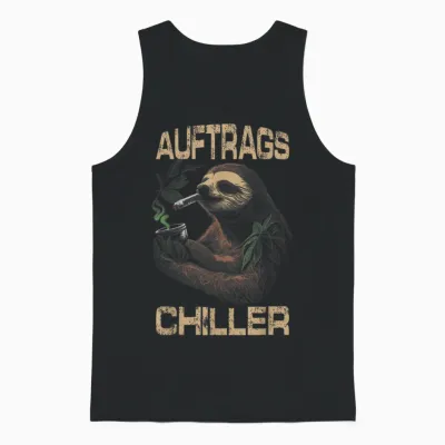 Auftragschiller Sloth Saying Stiffer Costume Cannabis Hemp Unisex Tank Top - Black