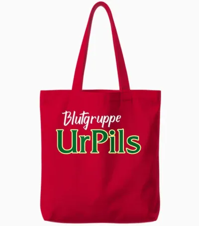 Blood Group Urpils - Saarland Beer T-Shirt, Black Tote Bags - Red