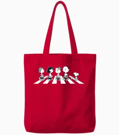 Peanuts - Snoopy Charlie Brown Crossing Street Tote Bags - Red