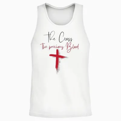 The Cross the Precious Blood| Jesus | God Unisex Tank Top - White