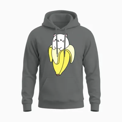 Banana Cat Unisex Hoodie - Graphite Heather