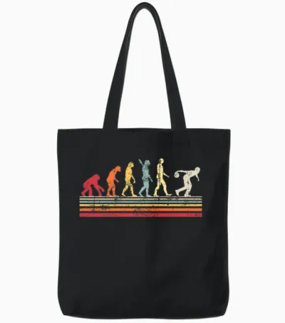 T-Shirt Homme Vintage Retro Funny Bowling Evolution T-Shirt Haut De Gamme Tote Bags - Black