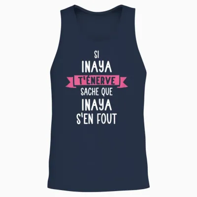 Gift Woman Humour Name Personalized Inaya T-Shirt, Black Unisex Tank Top - Navy