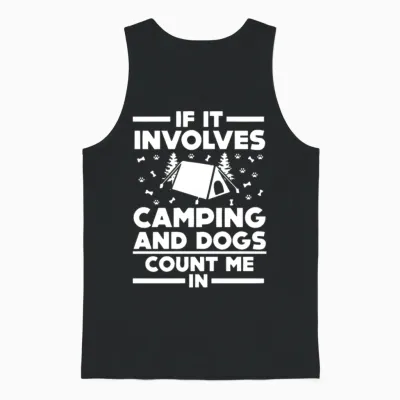 Camping and Dogs Unisex Tank Top - Black