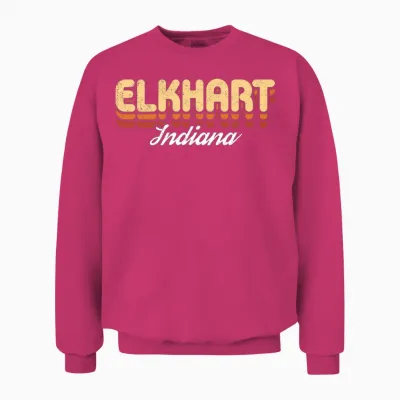 Retro Elkhart Indiana Unisex Sweatshirt - Heliconia