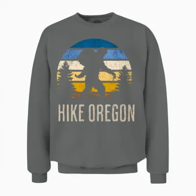 Vintage Bigfoot Hike Oregon Unisex Sweatshirt - Graphite Heather