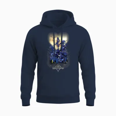 Disney Kingdom Hearts Group Shot Logo Unisex Hoodie - Navy