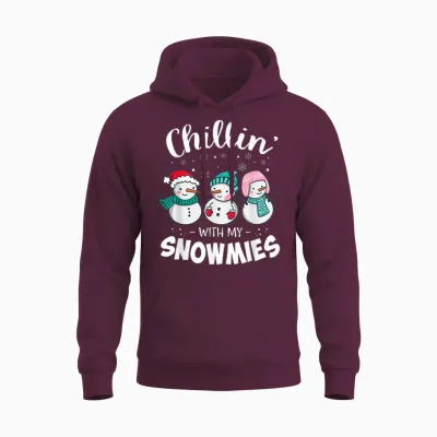 Chillin with My Snowmie Women Christmas Snowman Teacher Snow Unisex Hoodie - Maroon