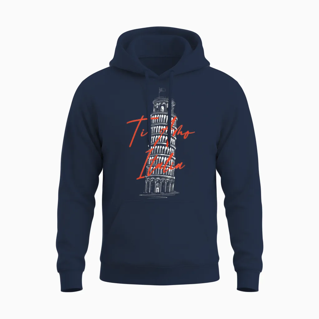 Ti Amo Italia La Tour Penchée De Pise Italie Souvenir Unisex Hoodie in Navy
