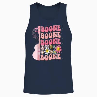 Girl Retro Boone Groovy Flower First Name Personalized 80's Unisex Tank Top - Navy