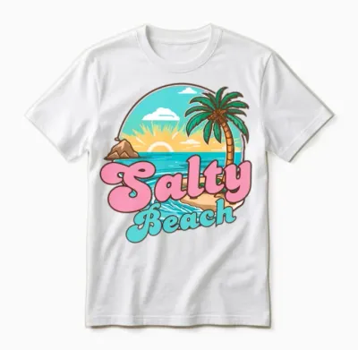 Retro Salty Beach Unisex T-Shirt - White