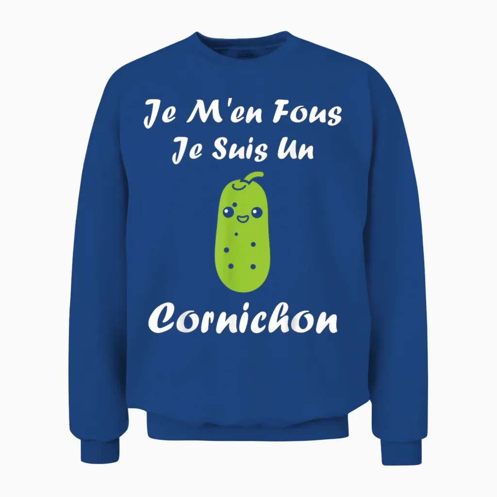 Humor Pickles Je Ne Fous Je Suis Un Pickle T-Shirt, Black, S Unisex Sweatshirt in Royal