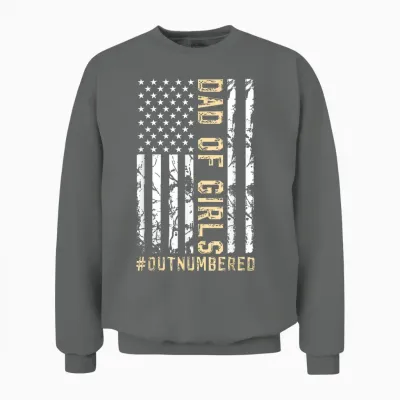 Girl Father's Day Daddy & Dad of Girls Outnumbered Unisex Sweatshirt - Graphite Heather