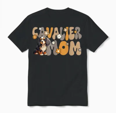 Cavalier King Charles Spaniel Groovy World's Best Cavalier T-Shirt, Black Unisex T-Shirt - Black