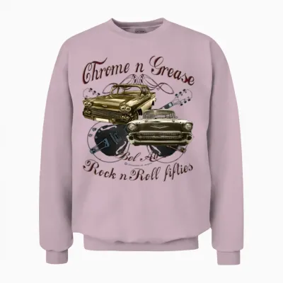 Chrome N Grease Bel Air Usa Chevy Classic Car Unisex Sweatshirt - Light Pink