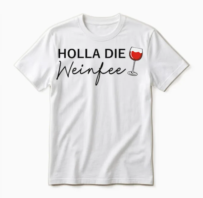 Women's Wine Vino Gift Idea - Holla the Wine Fairy T-Shirt, White, S Unisex T-Shirt in White
