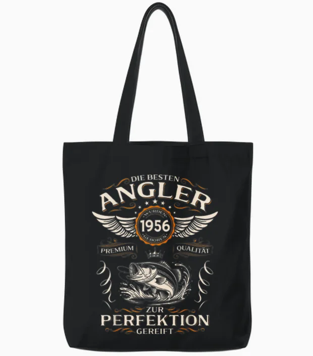 70th Birthday Man Gift Angler the Best 1956 Funny Tote Bags in Black