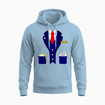 Costume Conducteur Train Locomotive Chemin De Fer Miniature T-Shirt Haut De Gamme Unisex Hoodie - Light Blue