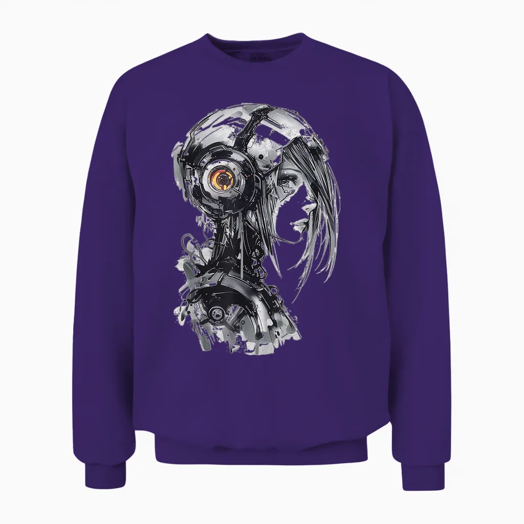 Anime Pattern Illustration, Manga T-Shirt, White, S Unisex Sweatshirt in Purple