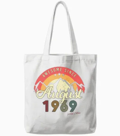 1969 August Retro Tote Bags - White