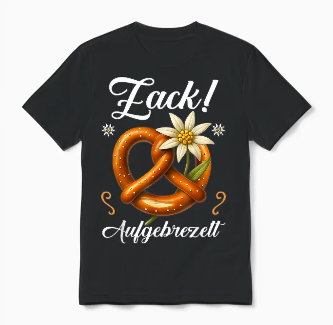 Zack Pretzel Costume Shirt Bavaria Costume Unisex T-Shirt in Black
