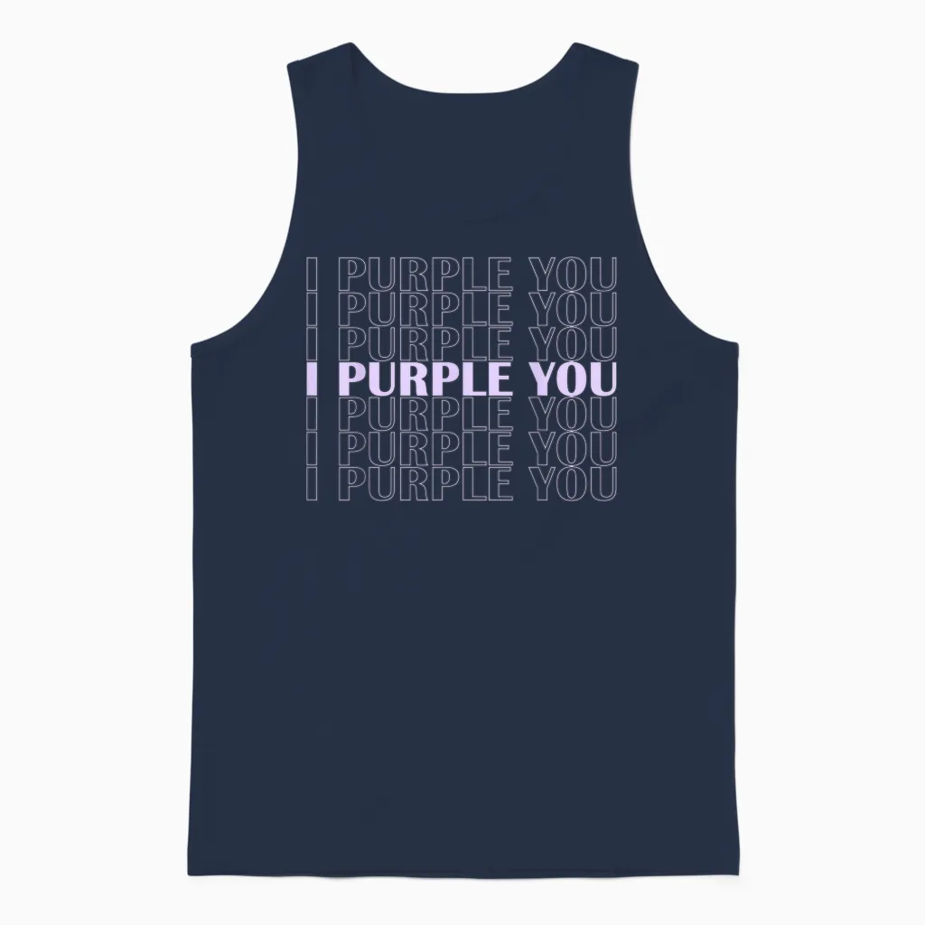 I Purple You Subtle Kpop Fanartikel | Süße Romantische Phrase Unisex Tank Top in Navy