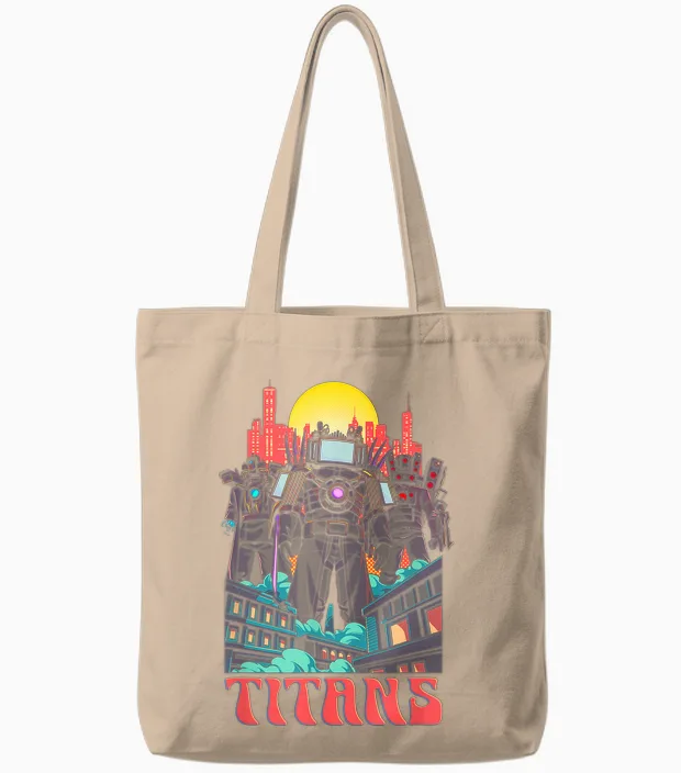 Skibidi Toilet Overload Tote Bags in Natural