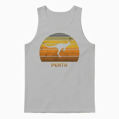 Retro Kangaroo Perth Australia Unisex Tank Top - Ash
