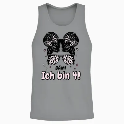 Kinder 4. Geburtstag Mädchen Messy Bun Bäm! Ich Bin Vier Unisex Tank Top - Sport Grey