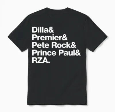 J Dilla Premier Pete Rock Prince Paul Rza Helvetic Unisex T-Shirt - Black