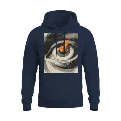 Forest Fire in Eye Retro Vintage Eco Design Nature Unisex Hoodie - Navy