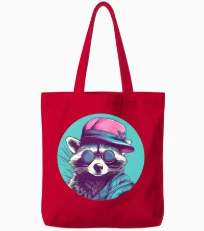 Raccoon Lovers Retro Style Tote Bags - Red