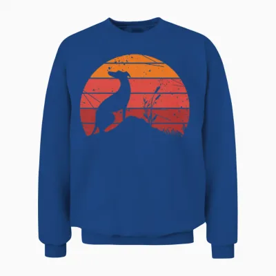 Retro Greyhound Silhouette Graphic Unisex Sweatshirt - Royal
