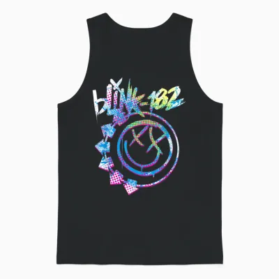 Blink 182 Colourful Inset Rock Music by Rock Off Unisex Tank Top - Black