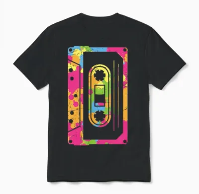 Colorful Retro Cassette Tape Unisex T-Shirt - Black