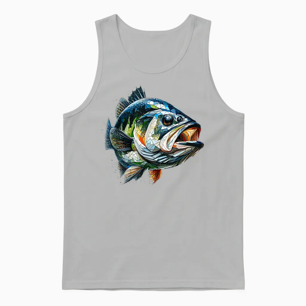 Polygon Art Perche Poisson PĂȘche PĂȘcheur PĂȘcheur Unisex Tank Top in Ash