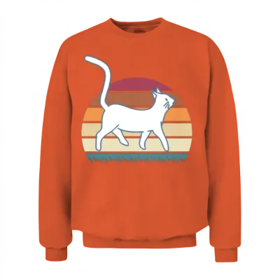 Retro Cat Unisex Sweatshirt - Orange