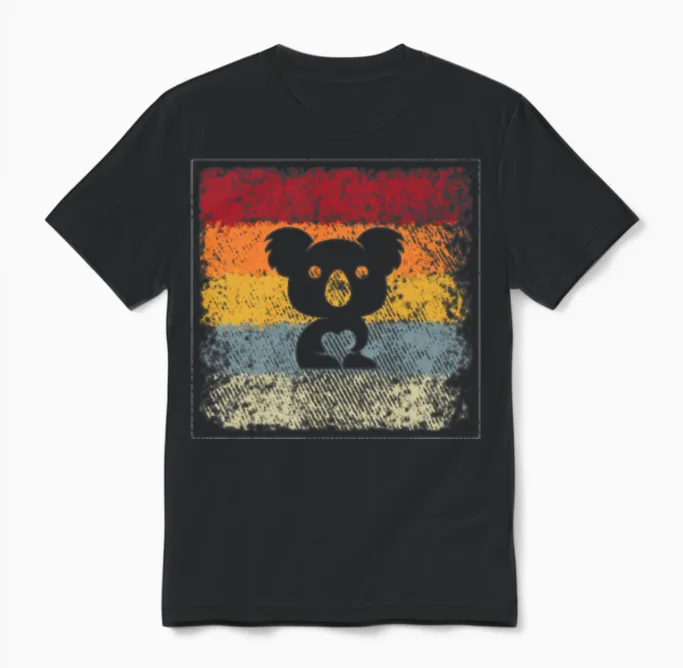 Koala Retro Unisex T-Shirt in Black