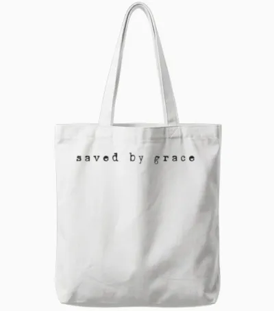 Vintage Schreibmaschine 'saved by Grace' Christlicher Glaube Design Tote Bags - White