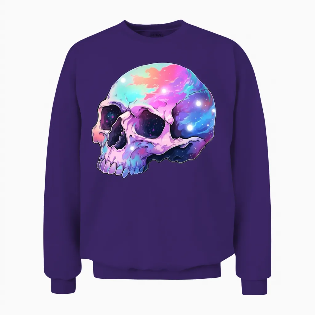 Now Thats a Skull! Halloween Unisex Sweatshirt in Purple