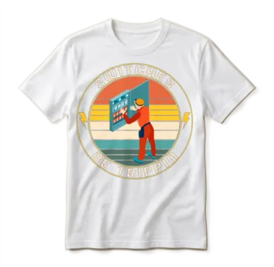 Electrician Shirt, Switches Be Trippin Electrical Unisex T-Shirt - White