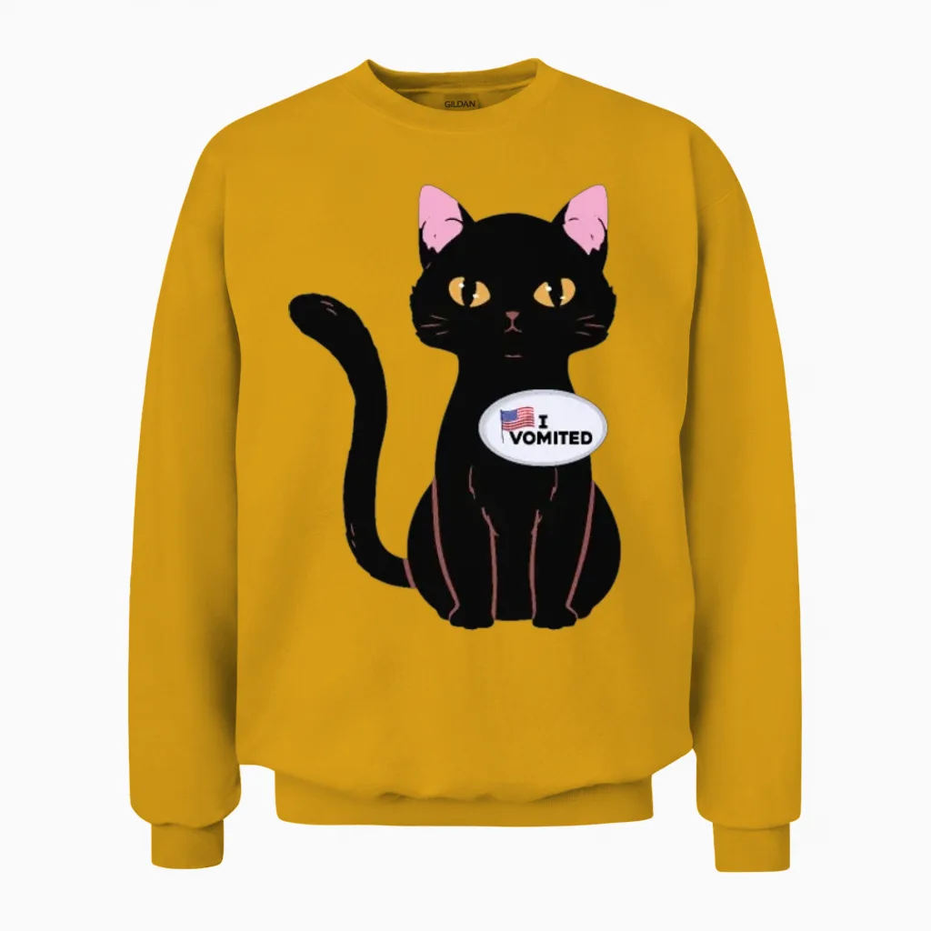 I Vomited Funny Cat American Election Voting Unisex Sweatshirt in Gold