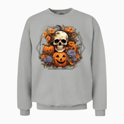 Indie Skull Design Halloween Gift Unisex Sweatshirt - Ash