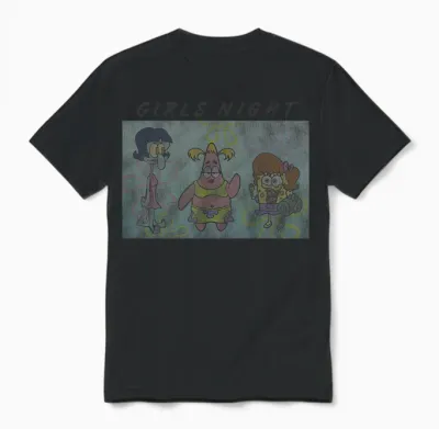 Spongebob Squarepants Patrick Squidward Girls Night Unisex T-Shirt - Black