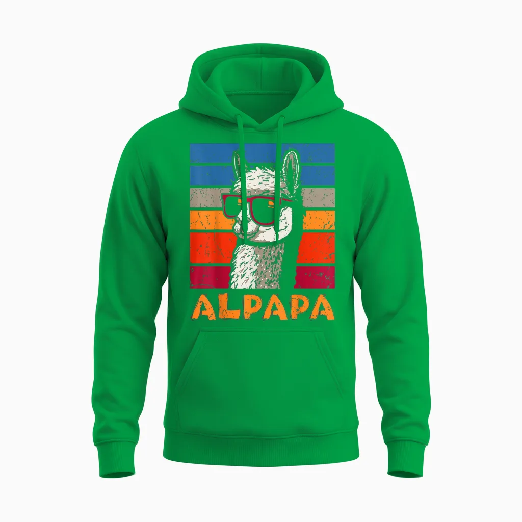 Funny Dad Alpapa Llama Alpaca Father's Day Gift T-Shirt, Black, S Unisex Hoodie in Irish Green