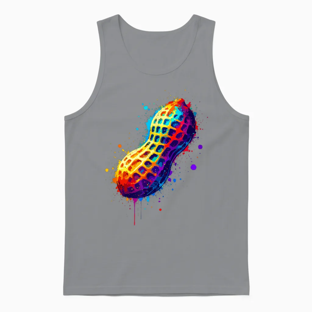 Colorful Splash Art Peanut Peanuts T-Shirt, Black, S Unisex Tank Top in Sport Grey